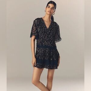NWT Anthropologie Maeve Lurex Tiered Mini Dress